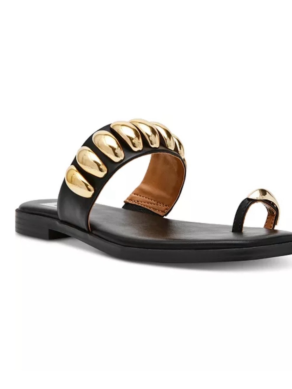 Dolce Vita Black Slide Sandal with Gold Chain Accents